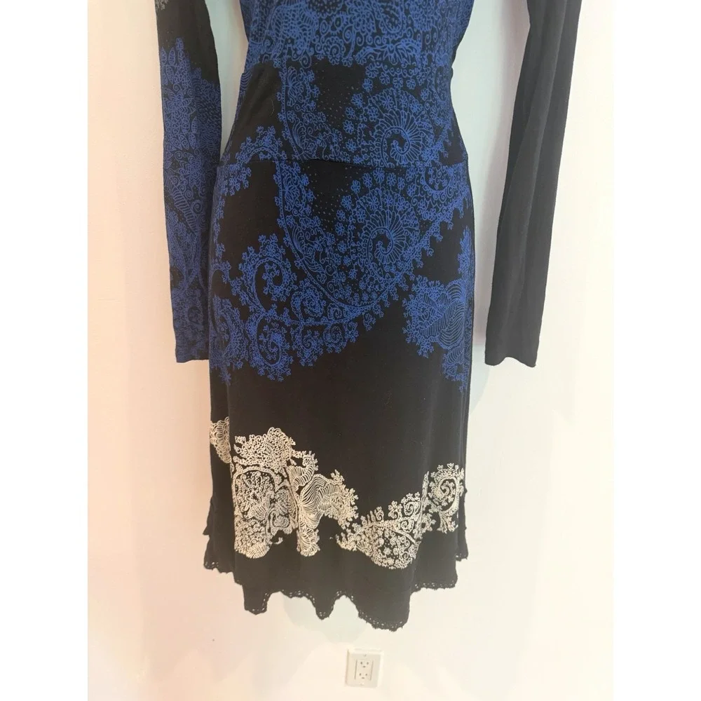 Desigual Y2K Dress Black Paisley Sz M Embroidered Long Sleeve Whimsigoth Euro - Picture 5 of 9
